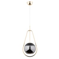 Pendelleuchte Glas Schwarz Gold E27 L:24 cm wohnlich