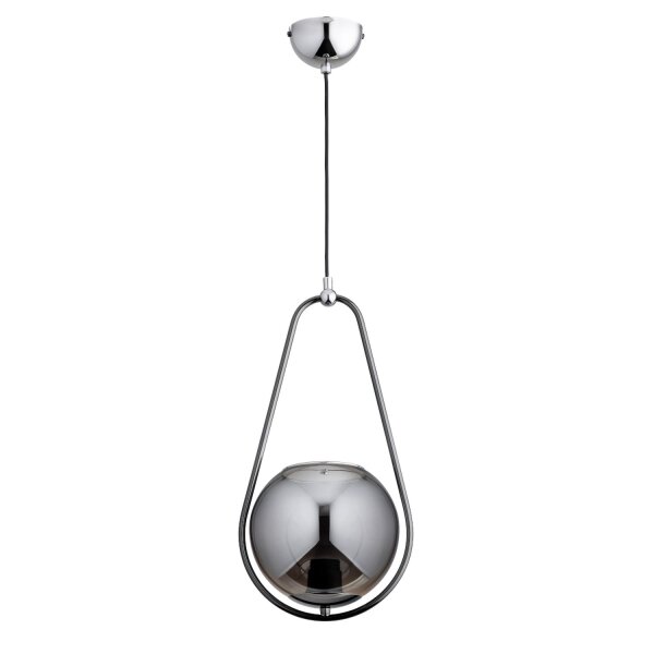 Pendelleuchte Rauchglas Chrom E27 L:22,5 cm wohnlich