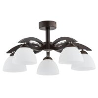 Deckenlampe blendarm 5-flammig Holz Glas E27 L:56 cm