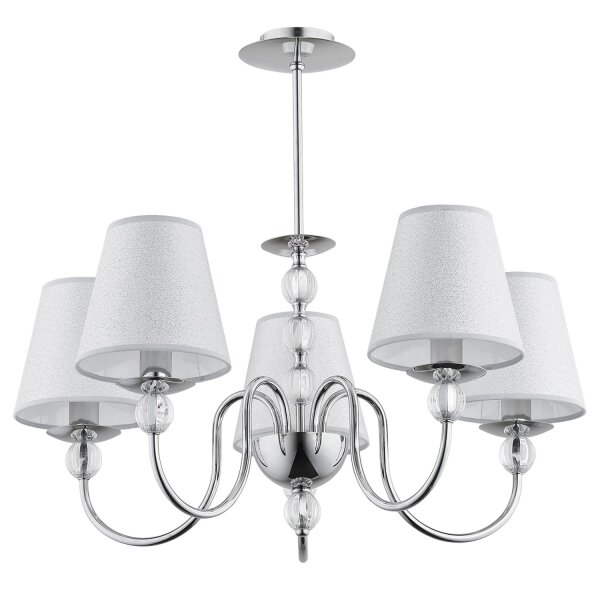 Deckenlampe 5-flammig Stoff Chrom E14 B:57 cm Modern