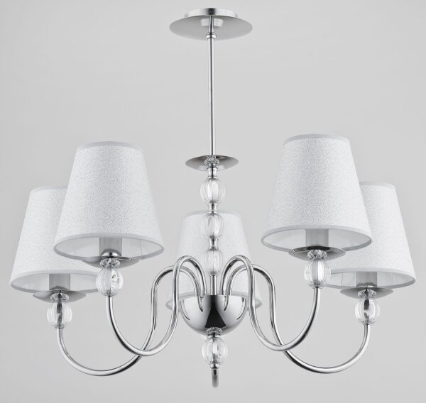 Deckenlampe 5-flammig Stoff Chrom E14 B:57 cm Modern