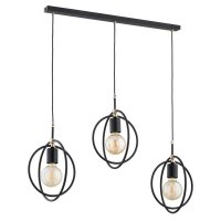 Pendelleuchte 3-flammig Schwarz Klar E27 L:80 cm Ring