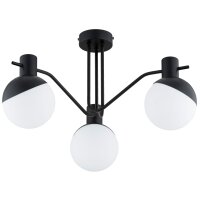 Deckenleuchte 3-flammig Glas Schwarz Wei&szlig; E14 H:34 cm