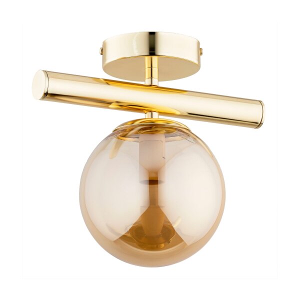 Deckenlampe blendarm Glas Gold Bernstein E14 H:26 cm