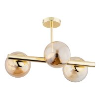 Deckenlampe 3-flammig Glas Gold Bernstein E14 H:34 cm