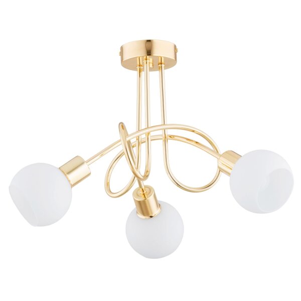 Deckenleuchte 3-flammig Glas Metall Gold E14 L:49 cm