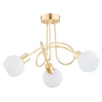 Deckenleuchte 3-flammig Glas Metall Gold E14 L:49 cm