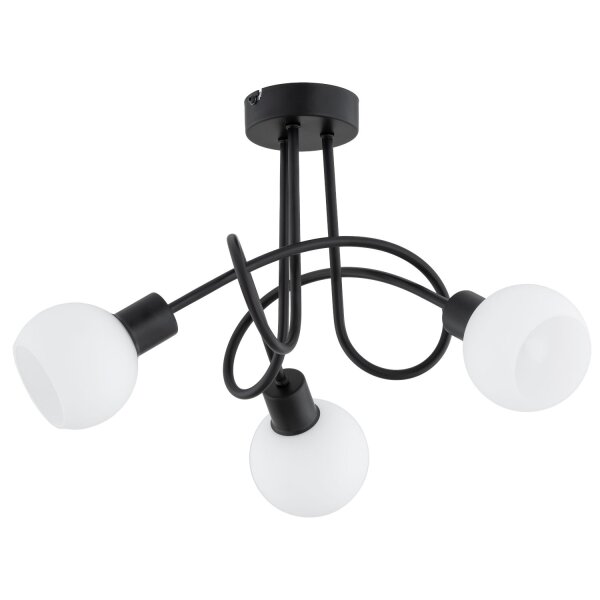 Deckenlampe 3-flammig Glas Schwarz Weiß E14 L:49 cm