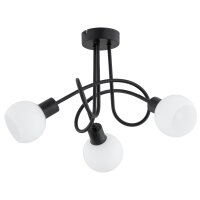 Deckenlampe 3-flammig Glas Schwarz Wei&szlig; E14 L:49 cm