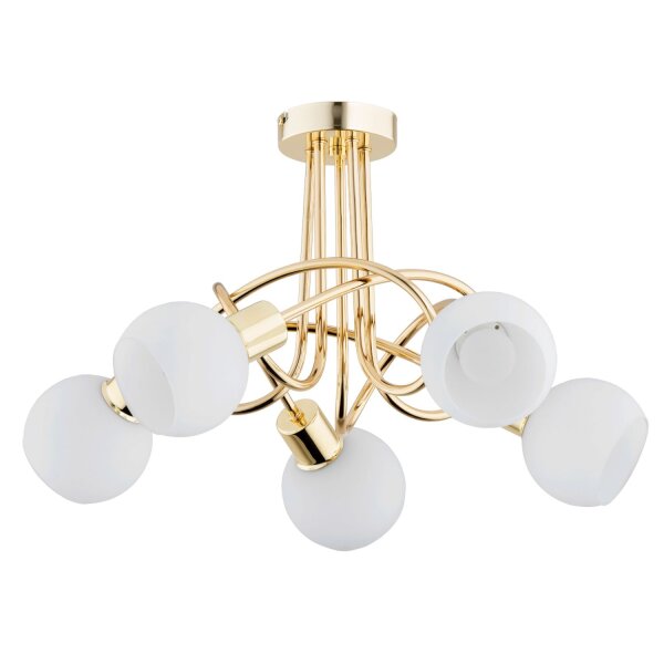 Deckenleuchte 5-flammig Glas Metall Gold E14 B:53 cm