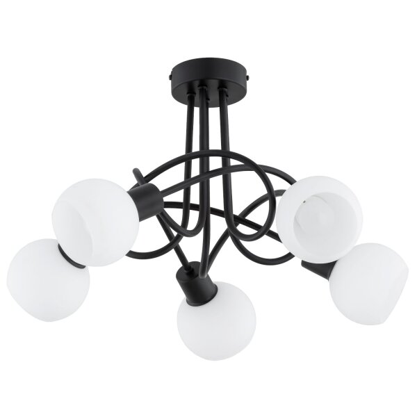 Deckenleuchte 5-flammig Glas Schwarz Weiß E14 H:32 cm