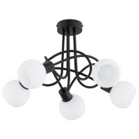 Deckenleuchte 5-flammig Glas Schwarz Wei&szlig; E14 H:32 cm