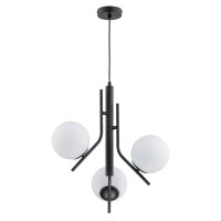 Pendelleuchte 3-flammig Glas Metall Schwarz E14 L:48 cm