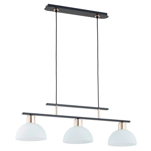Pendelleuchte 3-flammig Glas Schwarz E27 L:85 cm