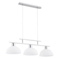 H&auml;ngelampe 3-flammig Glas Silber E27 L:85 cm Modern