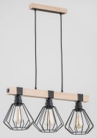 Hängelampe 3-flammig Holz E27 L:65 cm Skandinavisch