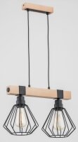 Hängelampe 2-flammig Holz Natur E27 L:44 cm wohnlich
