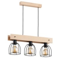 Hängelampe Holz Natur 3-flammig E27 L:54 cm...