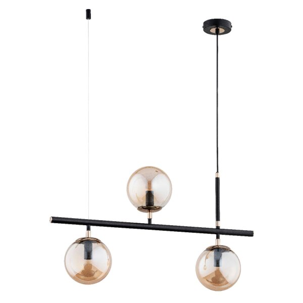 Pendelleuchte Glas Schwarz Bernstein E14 L:70,5 cm