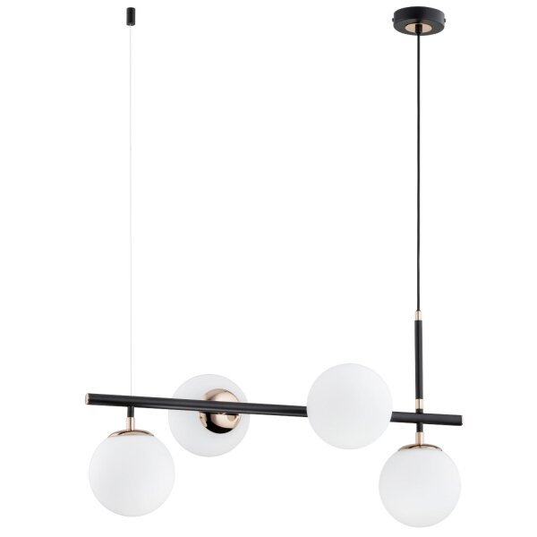 Pendelleuchte 4-flammig Glas Schwarz E14 L:71 cm