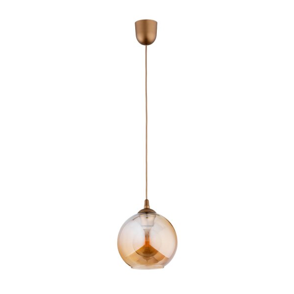 Pendelleuchte Glas Gold Bernstein E27 L:20 cm wohnlich