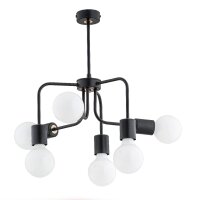 Deckenlampe Metall 6-flammig Schwarz E27 L:45 cm Retro