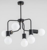 Deckenlampe Metall 6-flammig Schwarz E27 L:45 cm Retro