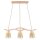 H&auml;ngelampe Holz Bernstein Natur 3-flammig E14 L:68 cm