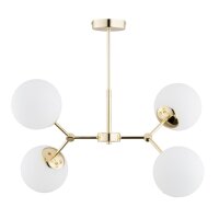 Deckenleuchte 4-flammig Glas Wei&szlig; Gold E14 L:60 cm