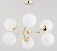 Deckenlampe Gold 6-flammig Glas Weiß E14 B:58 cm...