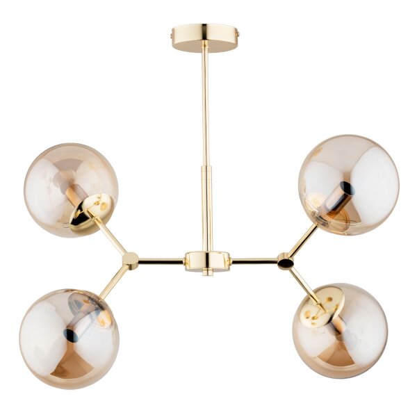 Deckenlampe 4-flammig Glas Gold Bernstein E14 B:38 cm