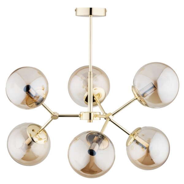 Deckenlampe 6-flammig Glas Gold Bernstein E14 H:51 cm