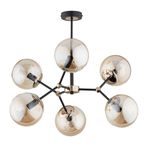 Deckenleuchte 6-flammig Schwarz Bernstein E14 L:58 cm