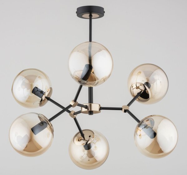 Deckenleuchte 6-flammig Schwarz Bernstein E14 L:58 cm