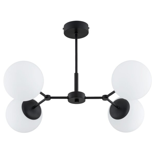 Deckenlampe 4-flammig Glas Schwarz Weiß E14 B:38 cm