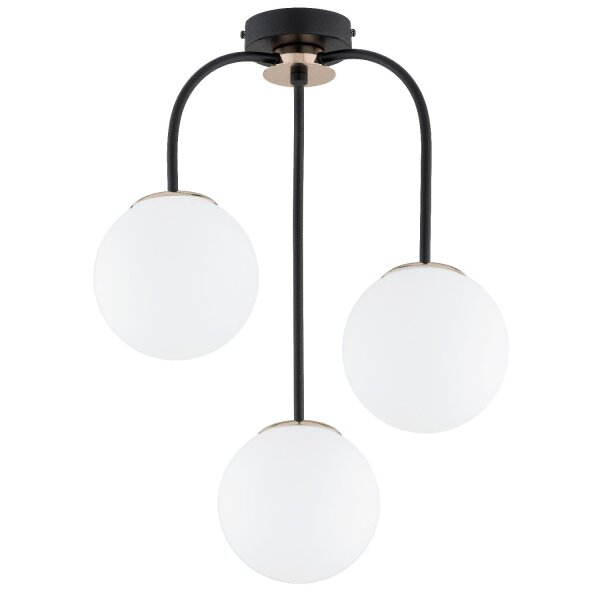 Deckenlampe 3-flammig Glas Schwarz Weiß E14 L:41 cm