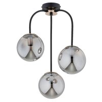 Deckenleuchte 3-flammig Rauchglas Schwarz E14 H:47 cm