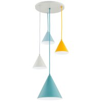 Hängelampe 4-flammig Bunt Grau Blau Gelb E27 L:40 cm