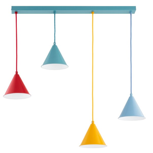 Hängelampe Kinder Bunt Blau Rot Gelb E14 L:71 cm Metall