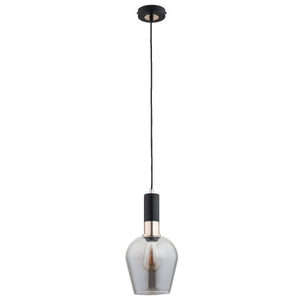 Pendelleuchte blendarm Rauchglas Schwarz E27 L:14 cm