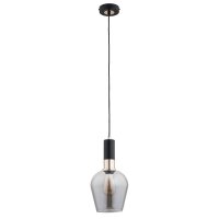 Pendelleuchte blendarm Rauchglas Schwarz E27 L:14 cm