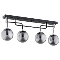 Deckenleuchte 4-flammig Rauchglas Schwarz E14 B:15 cm