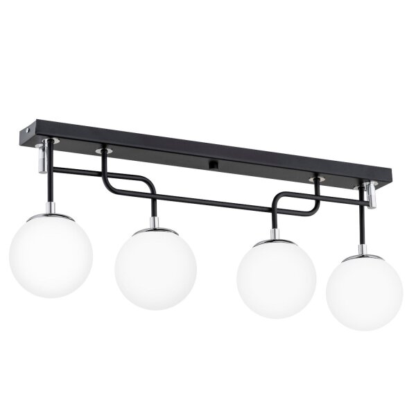 Deckenleuchte 4-flammig Glas Schwarz Weiß E14 H:33 cm