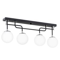 Deckenleuchte 4-flammig Glas Schwarz Weiß E14 H:33 cm