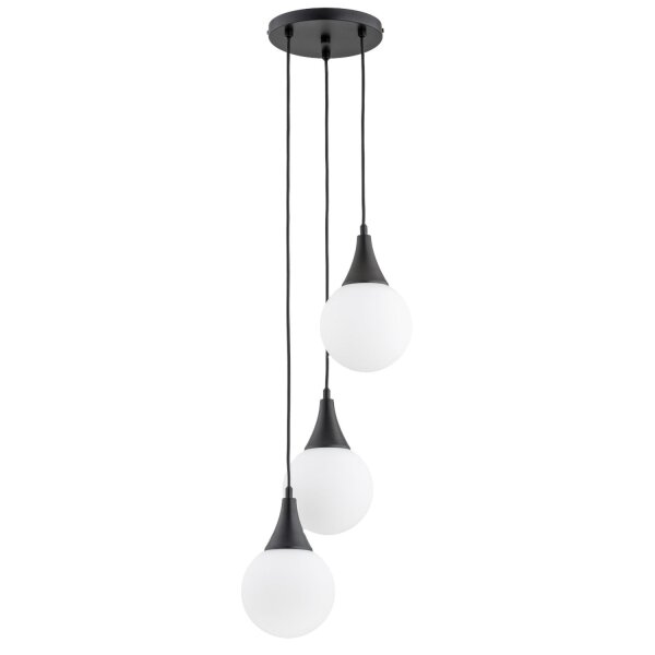 Pendelleuchte 3-flammig Glas Schwarz Metall E14 L:25 cm