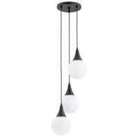 Pendelleuchte 3-flammig Glas Schwarz Metall E14 L:25 cm