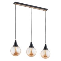 Hängelampe 3-flammig Glas Schwarz Bernstein E14 L:63 cm