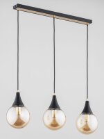 Hängelampe 3-flammig Glas Schwarz Bernstein E14 L:63 cm