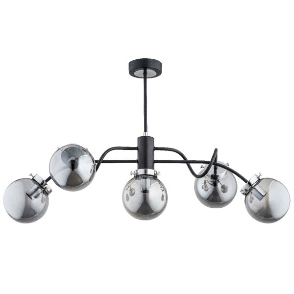 Deckenlampe 5-flammig Rauchglas Schwarz E14 L:85 cm