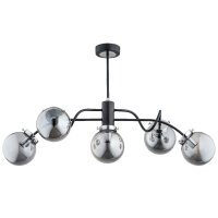 Deckenlampe 5-flammig Rauchglas Schwarz E14 L:85 cm